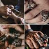 LAOYOU Sugar Skull Rings for Men Women, Stainless Steel Day of the Dead Mens Jewelry, Cool Biker Gothic Ring Christmas Gifts - Image 4