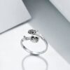 YAFEINI Gothic Skull Ring Open Wrap Rose Flower Skeleton Statement Ring Sterling Silver Retro Vintage Cocktail Party Punk Jewelry for Women Men (Not Adjustable) - Image 2