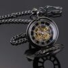 SIBOSUN Skeleton Pocket Watch Special 12-Little-Window Case Design Men Black Mechanical with Chain Box - Image 3