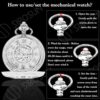 SIBOSUN Skeleton Pocket Watch Special 12-Little-Window Case Design Men Black Mechanical with Chain Box - Image 6