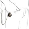 Personalize IT Goth Punk Rock Biker Jewelry Caribbean Pirate Skull Crossbones Pocket Watch for Men Tow Tone Black Enamel Matt Antique Brass Finish White Dial with Long Pocket Chain - Image 4