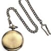 Personalize IT Goth Punk Rock Biker Jewelry Caribbean Pirate Skull Crossbones Pocket Watch for Men Tow Tone Black Enamel Matt Antique Brass Finish White Dial with Long Pocket Chain - Image 3