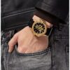 Philipp Plein The $Kull Collection Luxury Mens Watch Timepiece with a Black Strap Featuring a IP Yellow Gold Case and Black Dial - Image 5