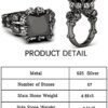 Jeulia 6.55 Carat Personalized Princess Cut Diamond Rings for Women Sterling Silver Double Row Halo Engagement Rings Black Plated Bridal Band Rings Anniversary Promise with Jewelry Gift Box - Image 2