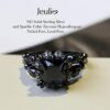 Jeulia 6.55 Carat Personalized Princess Cut Diamond Rings for Women Sterling Silver Double Row Halo Engagement Rings Black Plated Bridal Band Rings Anniversary Promise with Jewelry Gift Box - Image 4