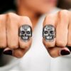 Bestyle Vintage Skull Head Ring with Viking Amulet, Cool Men Boys Gothic Sigent Ring Punk Biker Finger Ring for Cocktail Party Halloween, Size 7-14, Send Gift Box - Image 4