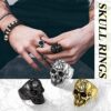 Bestyle Vintage Skull Head Ring with Viking Amulet, Cool Men Boys Gothic Sigent Ring Punk Biker Finger Ring for Cocktail Party Halloween, Size 7-14, Send Gift Box - Image 5