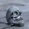 Gothic Stainless Steel Bearded Skull Ring Punk Hip Hop Biker Skull Ring Men Fashion Jewelry - Image 2