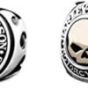 Harley-Davidson Men's Signet Ring, Flames Willie G Skull 14kt Gold Inlay HMR0019 - Image 2