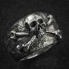 Vintage Skull Ring for Men, Crossbones Pirate Skull Ring, Stainless Steel Scary Marine Ring, Goth Ring, Hip Hop Biker Punk Ring, Motorcycle Ring, Spooky Halloween Ring Gift - Image 4