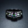 Barzel Black Rhodium Plated Created Black Opal Ring for Women - Image 2