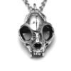 Cat Skull Pendant Necklace Hand Cast in Pewter - Image 2