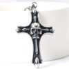 Men Gothic Black Skull Skeleton Cross Pendant Necklace Stainless Steel Chain 24" - Image 3