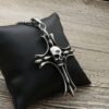 Men Gothic Black Skull Skeleton Cross Pendant Necklace Stainless Steel Chain 24"