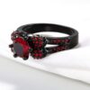 Couple Rings Matching Ring Black Skull Ring Red CZ Womens Wedding Ring Sets Man Wedding Bands - Image 6
