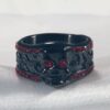 Couple Rings Matching Ring Black Skull Ring Red CZ Womens Wedding Ring Sets Man Wedding Bands - Image 2