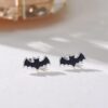 Black Bat Earrings 925 Sterling Silver - Image 2