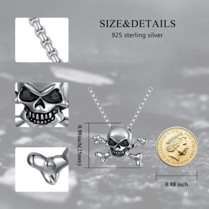 Men's 925 Sterling Silver Gothic Skull - Image 7