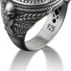 BySilverStone Jewelry Silver Ring Men - Gemini Memento Mori Zodiac Ring, Twin Skull Gothic Ring For Boyfriend, Signet Ring For Men in Silver, Punk Ring, Birthday Gift For Him - Image 3