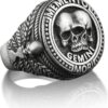 BySilverStone Jewelry Silver Ring Men - Gemini Memento Mori Zodiac Ring, Twin Skull Gothic Ring For Boyfriend, Signet Ring For Men in Silver, Punk Ring, Birthday Gift For Him - Image 2