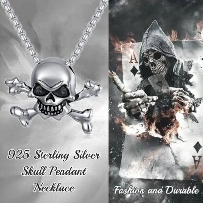 Men's 925 Sterling Silver Gothic Skull - Image 2