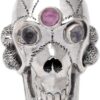 NOVICA Artisan Handmade Men's Rainbow Moonstone Amethyst Ring Indonesian Silver Skull Sterling Clear Purple Multi Birthstone Halloween Day of The Dead 'Immortal' - Image 4