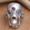 NOVICA Artisan Handmade Men's Rainbow Moonstone Amethyst Ring Indonesian Silver Skull Sterling Clear Purple Multi Birthstone Halloween Day of The Dead 'Immortal' - Image 2
